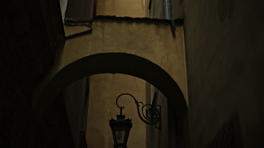 Medieval European Building Facades Line A Narrow Street In The Old City