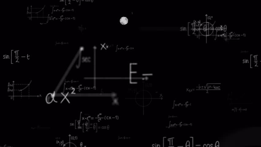 Math and physics formulae pass through the screen and fall away. Animation of maths equations. Fast movement of plexus formulas. Science, technology Genetics biology, biotechnology, chemistry, science