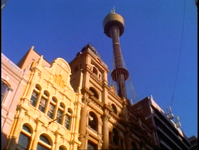 AUSTRALIA, 1999, Sydney Tower, Victorian buildings in foreground