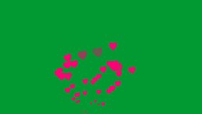 Pink flying hearts pop burst. collection of heart. valentine's day sign of love. love explosion effect on green background - Powered by Shutterstock - Get 15% off with code: PIKWIZARD15