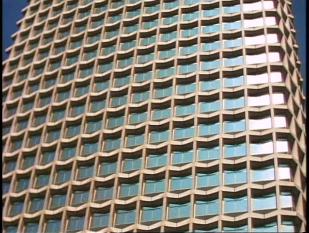 Modern office building, London, England, tilt up, wide shot