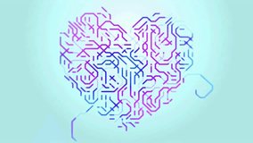 4k a futuristic circuit board with moving electrons shaped heart,electronic connections,communication,futuristic technology. - Powered by Shutterstock - Get 15% off with code: PIKWIZARD15