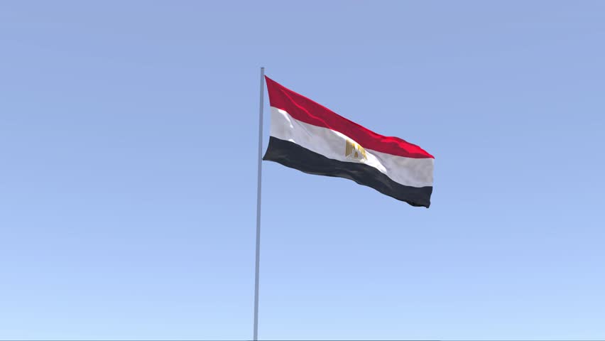 3D Loop animation of Egypt flag waving