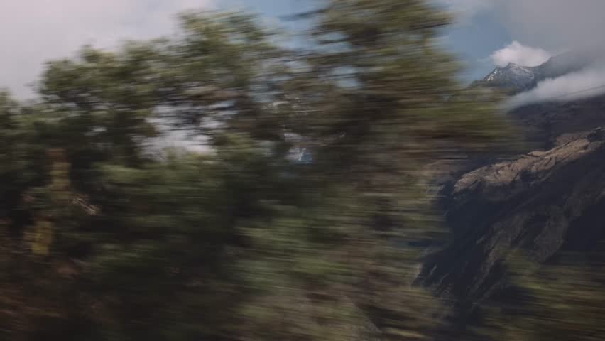 A View Of Andes Mountain Range With Snowcapped Peak In Peru. POV Shot