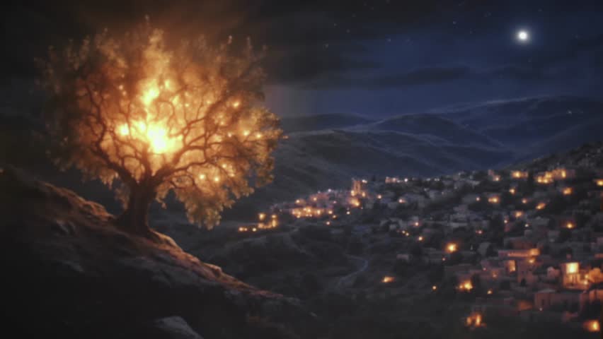 Biblical Scene of Moses Witnessing the Burning Bush in a Spiritual Encounter
