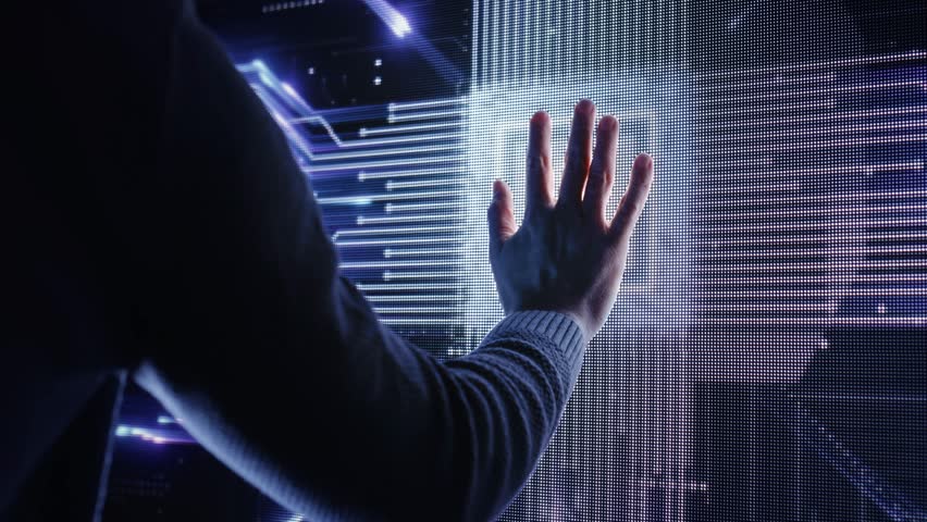 Hand Touching Digital Screen Futuristic Technology Interface Digital Transformation Innovation Future