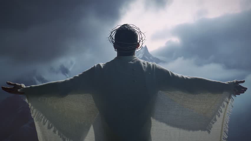 Biblical Representation of Jesus Embracing Divine Glory in the Mountains