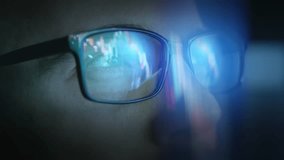 Computer Glasses Reflecting Stock Market Data Dark Room Blue Light Technology - Powered by Shutterstock - Get 15% off with code: PIKWIZARD15