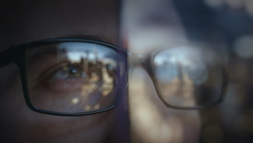 Reflective City Skyline In Eyeglasses Urban Life Vision Dream Ambition Imagination