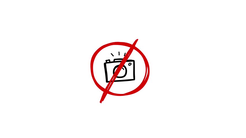 No photo allowed prohibition doodle motion graphic