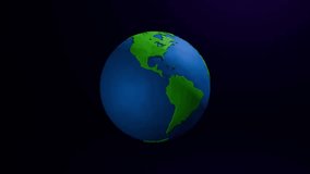 Looped 3D animation of rotating Earth globe made of plasticine material on a dark background. Simple planet model with green continents, blue ocean, realistic light and shadows. Seamless loop 4K 60fps - Powered by Shutterstock - Get 15% off with code: PIKWIZARD15