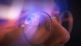 Close Up Eye With Glasses In Neon Light Technology Vision Future Digital - Powered by Shutterstock - Get 15% off with code: PIKWIZARD15