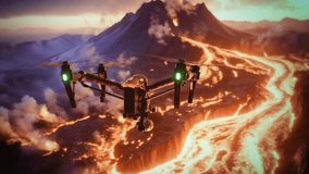 Aerial Drone Flying Over Active Volcano Lava Flow Mountain Peak Nature Documentary - Powered by Shutterstock - Get 15% off with code: PIKWIZARD15