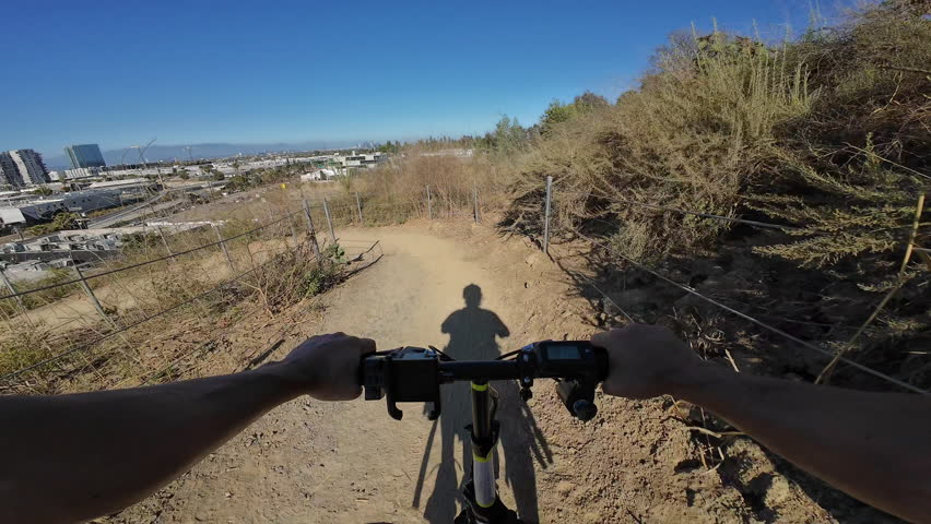 Mountain Bike POV Los Angeles Baldwin Hills Down the Hill Cycling in California USA