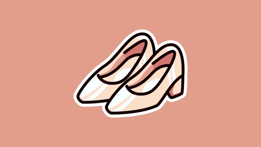 Beautiful white high-heel shoes illustrated in a looping animation. Perfect for fashion, wedding, or footwear design projects in high-quality 4K.