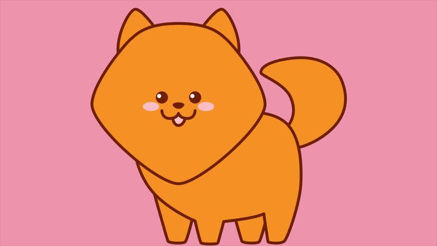 Cute little pomeranian dog. Abstract loop animation