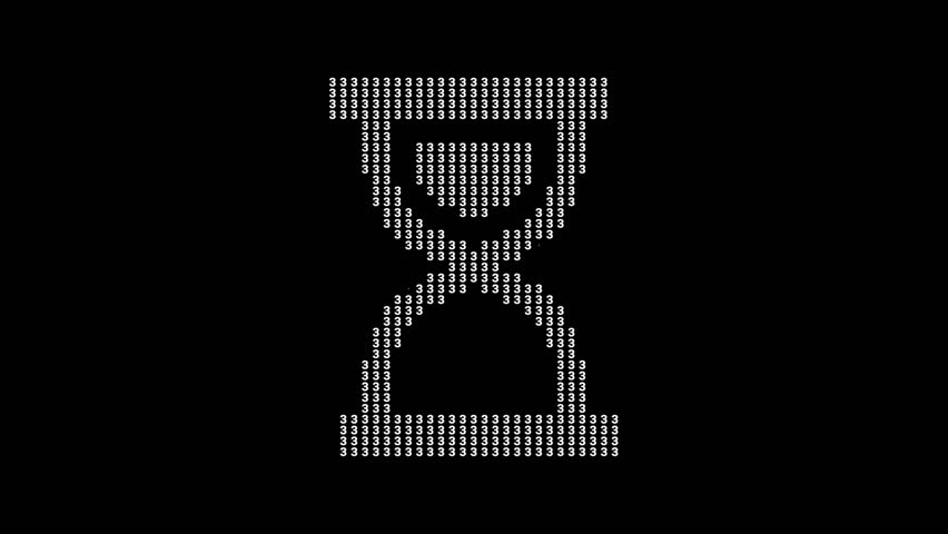 Binary code with hourglass icon. Transparent background. 4K resolution