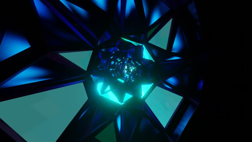 A 3d illustration of dynamic futuristic tunnel, illuminated with colorful neon lights