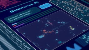 Generative AI software, user interface, AI image generation from text prompt, futuristic technology concept (3d render) - Powered by Shutterstock - Get 15% off with code: PIKWIZARD15