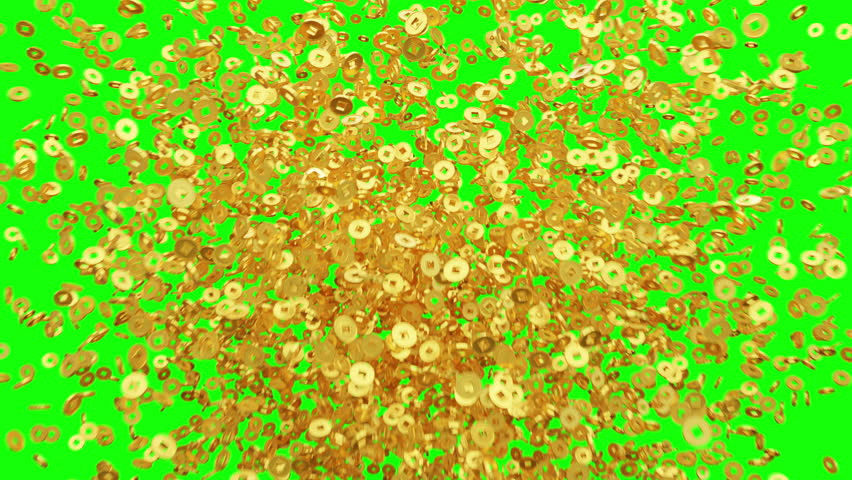 Bursting Chinese Gold Coin on Greenscreen