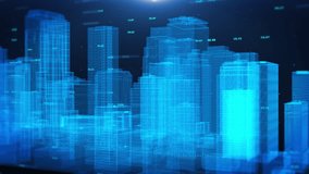Technology hologram smart city with digital chart, number perspective view 4k motion background. - Powered by Shutterstock - Get 15% off with code: PIKWIZARD15