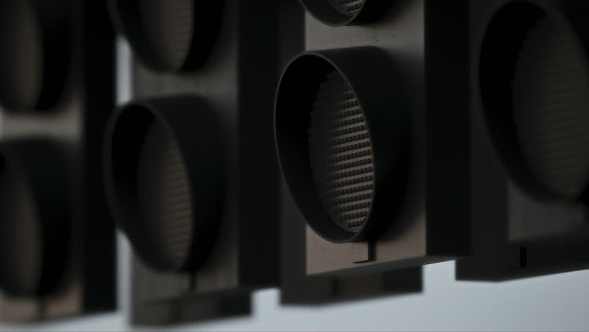 CLOSE-UP of start lights of racing event. Intense LED signals indicating start sequence at motorsport circuit. Realistic 3d rendering. 3D Illustration