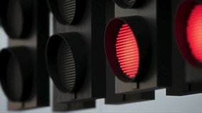 CLOSE-UP of start lights of racing event. Intense LED signals indicating start sequence at motorsport circuit. Realistic 3d rendering. 3D Illustration - Powered by Shutterstock - Get 15% off with code: PIKWIZARD15