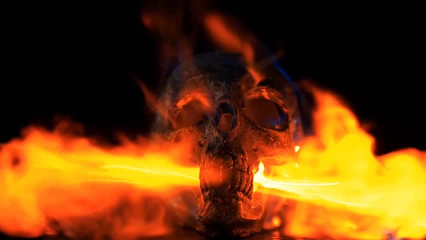 Skull on fire, flaming skull