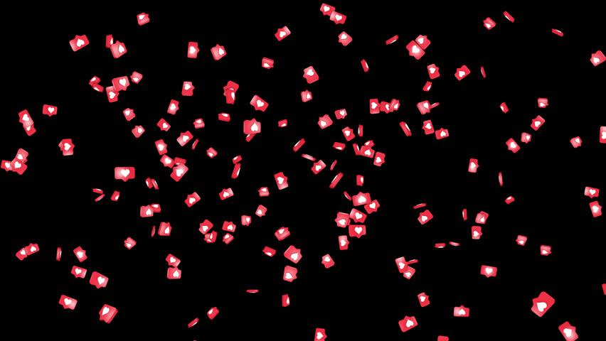 Explosive Overlay Heart Messages Symbols Animation on Alpha Channel, Loop
