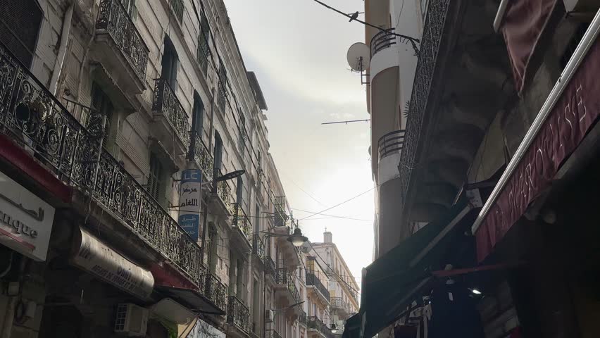 Constantine, Algeria - November 19 2024: Crowded Old town Constantine market bazaar traditional souk business center in Algerian town in North Africa
