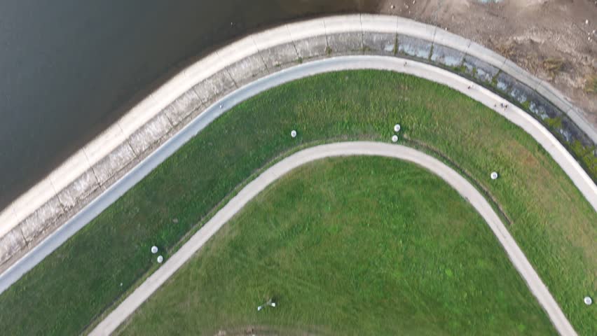 View of the lake and dam. 
