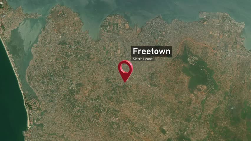 Freetown City Map Zoom (Sierra Leone) from Space to Earth