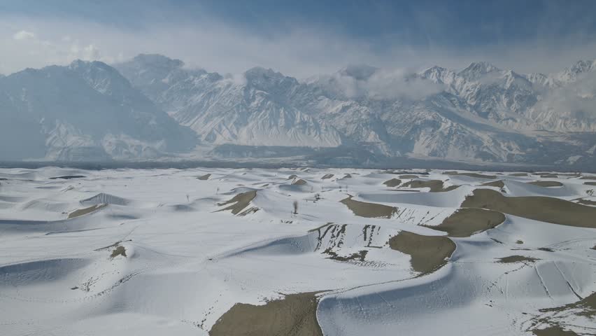Aerial video of Katpana Cold Desert, Skardu, Gilgit Baltistan, Pakistan