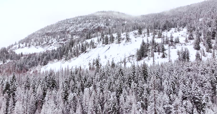 Aerial Drone Winter Beauty Over Whitefish Montana