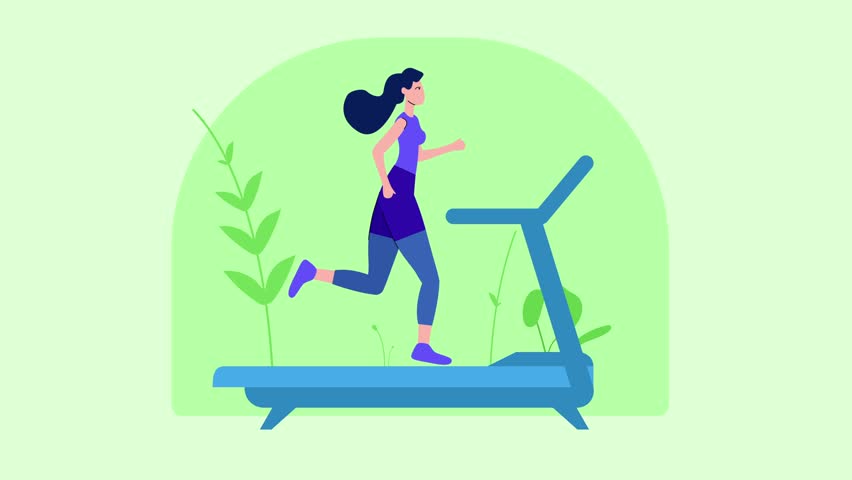 Elevate your fitness presentations with Treadmill Running Girl Explainer.