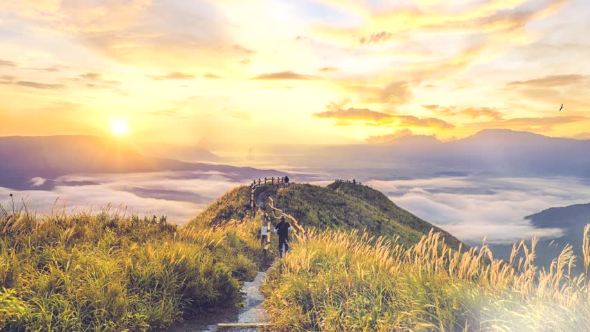 Mountain valley during sunrise. Beutiful natural landsscape in the summer time.