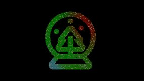 Icon globe snow is made up of LED square shapes that shimmer and flicker. There are black dead diodes. In-Out looped. Alpha BW at the end - Powered by Shutterstock - Get 15% off with code: PIKWIZARD15