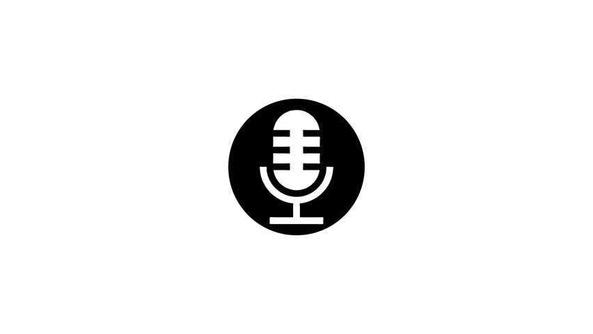 Audio microphone icon animation. radio wave of podcast microphone animation on the black background. voice record icon. voice record icon 4k motion graphic.