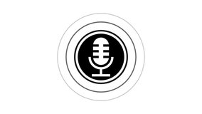 Audio microphone icon animation. radio wave of podcast microphone animation on the black background. voice record icon. voice record icon 4k motion graphic. - Powered by Shutterstock - Get 15% off with code: PIKWIZARD15