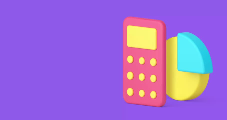 Business accounting data analyzing calculation banner copy space 3d icon animation. Financial budget checking earnings expenses research chart diagram commercial balance control