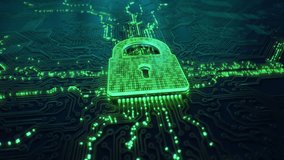 Digital security hologram of virtual lock icon on circuit board. Concept of finance data privacy and VPN service protection. Blockchain and secure crypto wallet background. Private cloud storage - Powered by Shutterstock - Get 15% off with code: PIKWIZARD15
