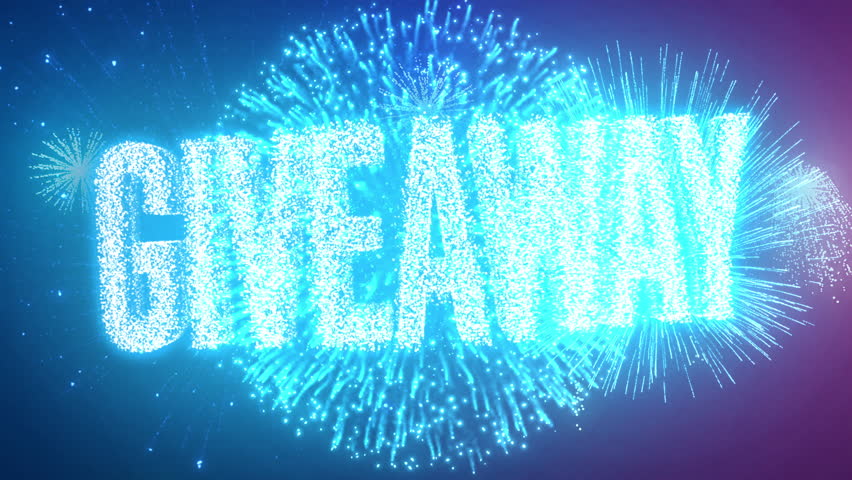 Giveaway Text Written with Fireworks Promotion ad for social medias animation. 3D Illustration