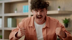 Annoyed irritated mad businessman angry furious guy Caucasian business man boss in office scream yell shout at camera anger rage problem negative emotions crazy male aggressive violence stress crisis - Powered by Shutterstock - Get 15% off with code: PIKWIZARD15