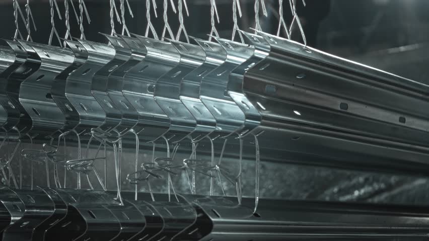 Galvanizing process of large metal products in a bath. Protection against corrosion of steel parts.