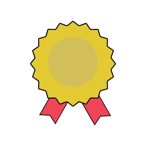 Award Icon: Golden Badge with Red Ribbon