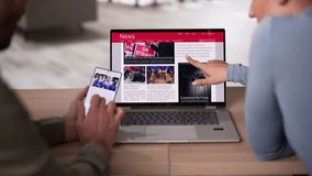 Watching News On Screen. Reading Newspaper Website On Laptop - Powered by Shutterstock - Get 15% off with code: PIKWIZARD15