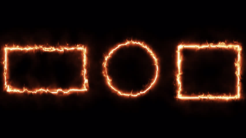 fire shapes frame animation background, circle, rectangle, square frame fire shapes animated with alpha channel.	