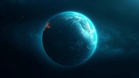 Rotating planet Earth view from the space. Concept of Global World Technology. Realistic 3d render. 4k seamless loop video - Powered by Shutterstock - Get 15% off with code: PIKWIZARD15