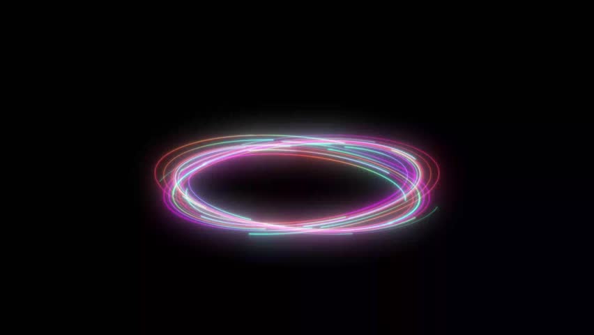 rotating neon light line circle animated colorful neon light circle rotating circular under 4k looping