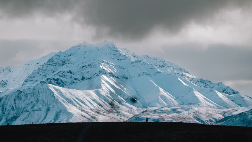 Dramatic storm cloud Timelapse over a mountain peak in Denali National Park, near Mt. McKinley